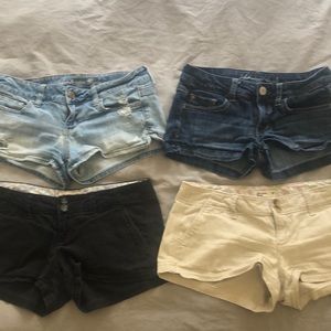 4 pairs size 2 America eagle short shorts